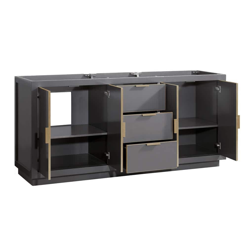 Austen 72" Twilight Gray and Gold Double Bathroom Vanity