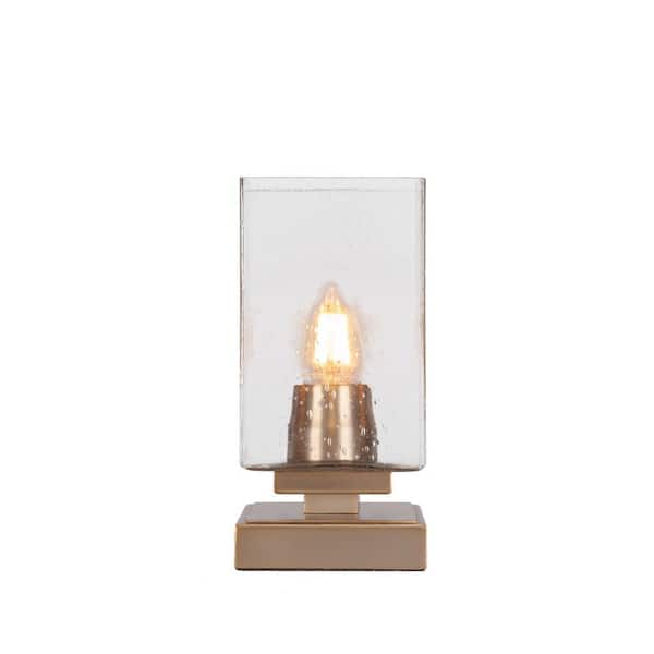 Unbranded Quincy 8.25 in. New Age Brass Accent Lamp with Glass Shade