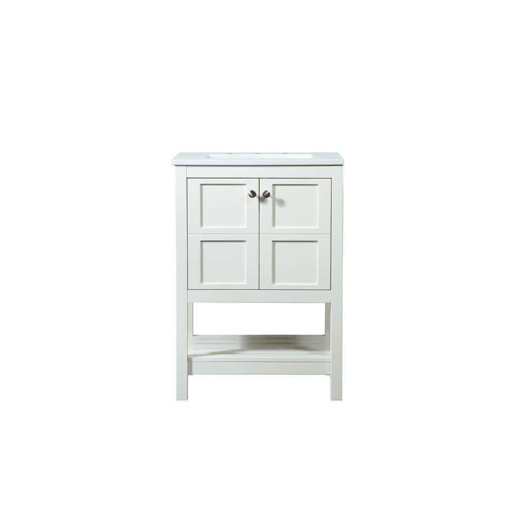 Simply Living 24 in. Single Bathroom Vanity in White with Quartz Vanity Top