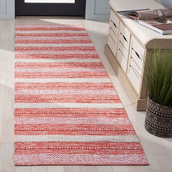 Montauk 2 ft. x 8 ft. Orange/Ivory Modern Striped Runner Rug