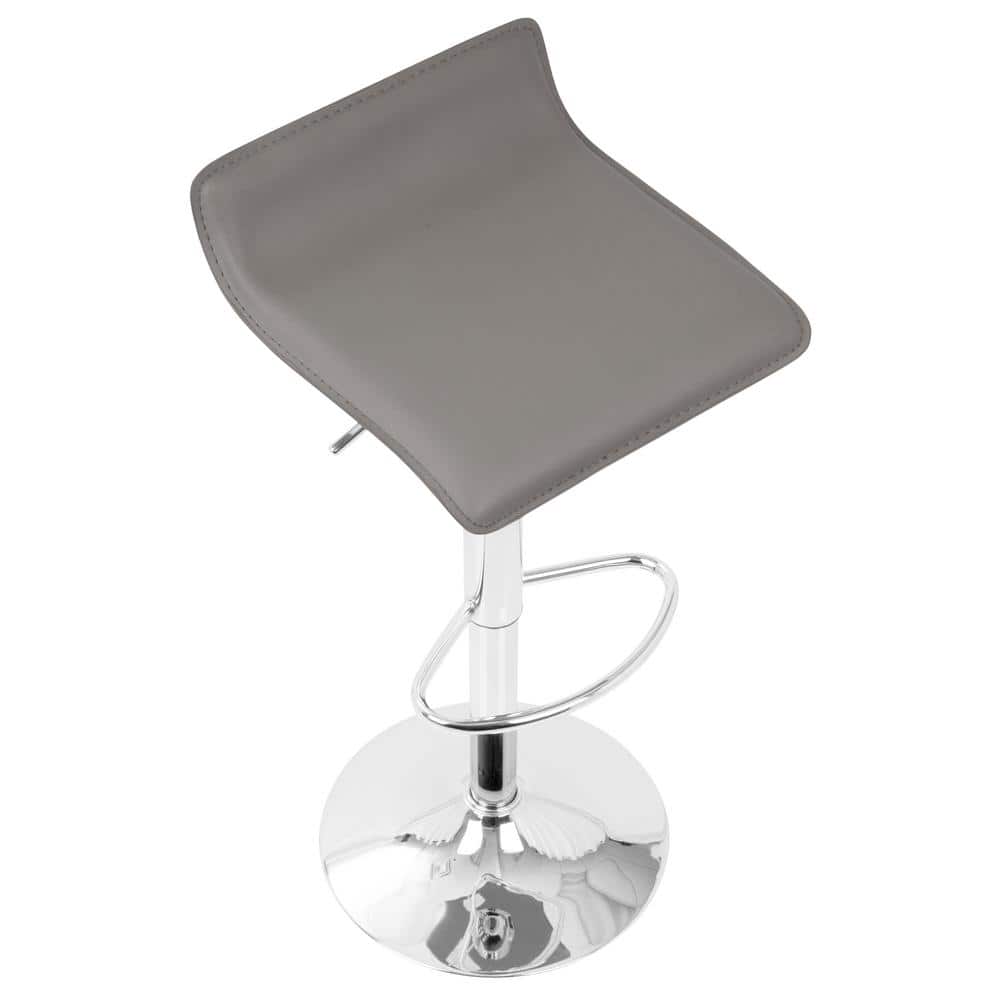Gray Adjustable Swivel Barstool with Metal Base, Set of 2