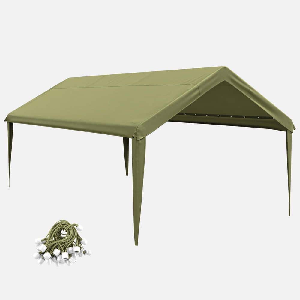 12 ft. x 20 ft. Outdoor Carport Replacement Cover, Heavy Duty Canopy with Ball Bungees (Frame Not Included) Light Green price history on PriceWatchPro