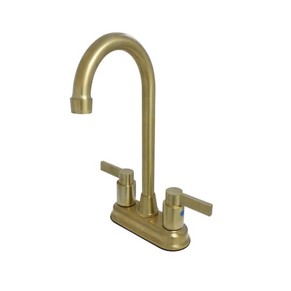 Kingston Brass Nuvo 2-Handle Bar Faucet in Brushed Brass