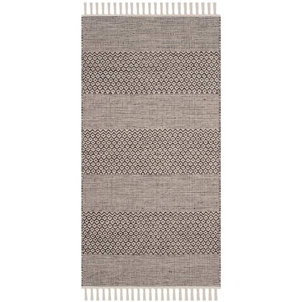 SAFAVIEH Montauk Ivory/Anthracite Doormat 3 ft. x 5 ft. Geometric Area Rug