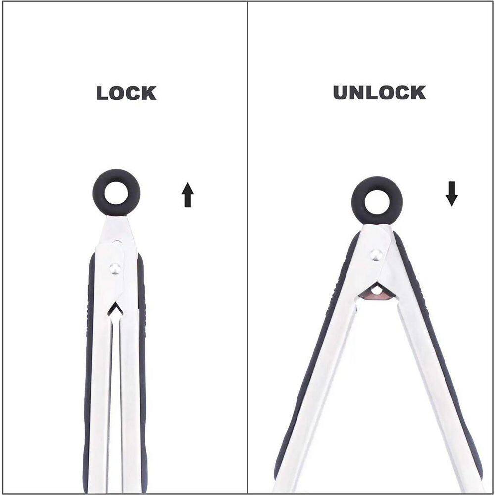 Premium Stainless Steel Heat-Resistant Grill Tongs with Silicone Tips