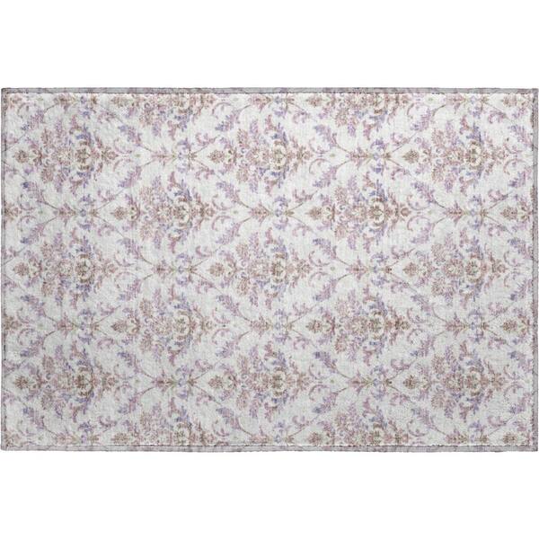 Mayfield Premium Machine Washable Abstract AMF2325 Lavender 3 ft. x 4 ft. Area Rug