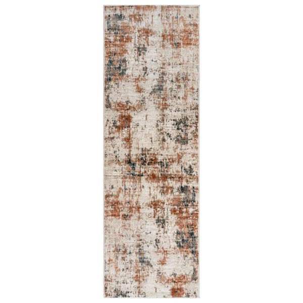 Gertmenian Quattro Doni Beige 3 ft. x 8 ft. Abstract Indoor Runner Rug