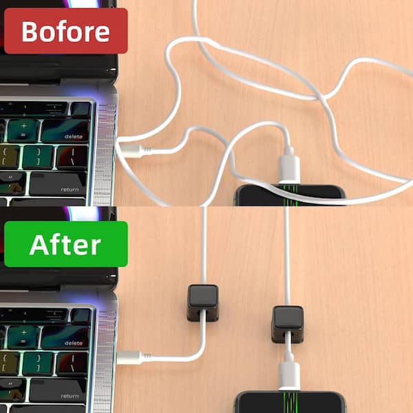 BLACK+DECKER Magnetic Cord Organizer, 6-Pack - Under Desk Cable Management Clips, White