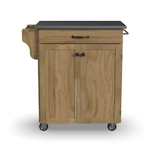 Cuisine Cart Natural Kitchen Cart with Stainless Top