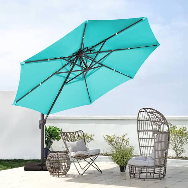 JEAREY 13 ft. Patio Round Umbrella 360-Degree Rotation Cantilever Umbrella with Cover in Peacock Blue