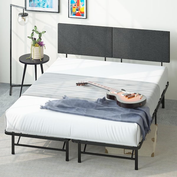 Zinus Smartbase Black King Metal Bed, King Adjustable Bed Frame With Headboard
