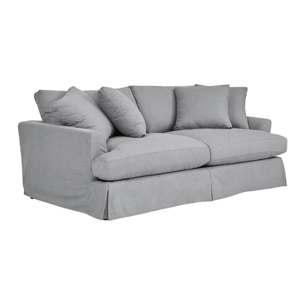 Ciara 93" Slate Gray Cotton Blend Upholstered Sofa with Flared Arms