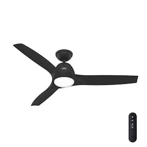 Triflow 52 in. LED Indoor/Outdoor Matte Black Ceiling Fan with Light Kit and Remote Included