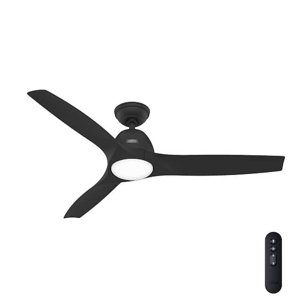 Hunter Triflow 52 in. LED Indoor/Outdoor Matte Black Ceiling Fan with Light Kit and Remote Included