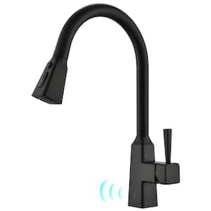 Single Handle Automatic Smart Pull Down Sprayer Kitchen Faucet in Matte Black