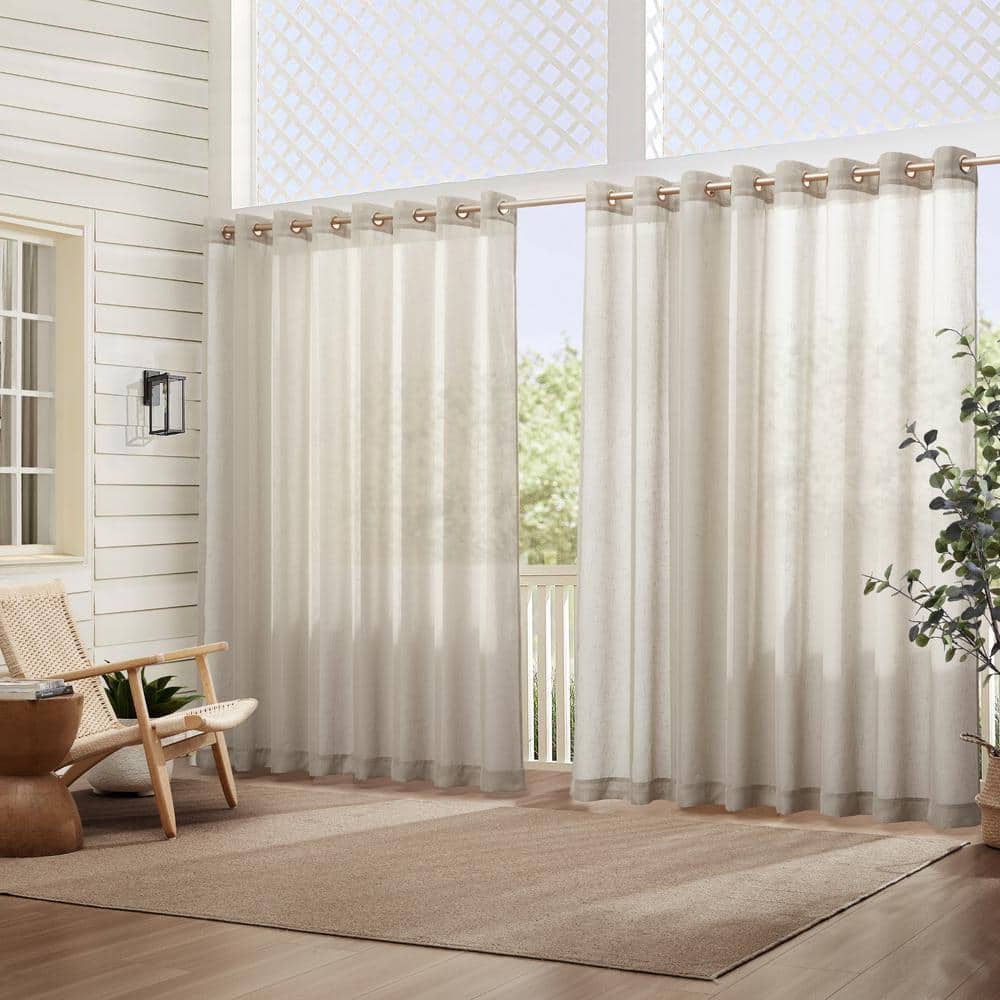 Elrene Natural Extra Wide Grommet Sheer Curtain - 114 in. W x 84