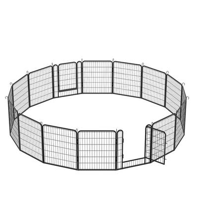 GOGEXX 108 in. L x 108 in. W x 32 in. H 16 Panels Heavy Duty Metal Playpen with door, 31.7 in. H Dog Fence Pet For Outdoor