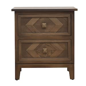 Brown 2-Drawers 14 in. W Nightstand