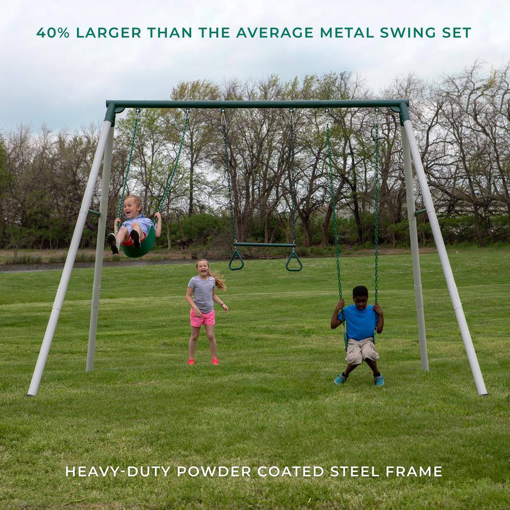 Big Brutus Heavy-Duty Metal A-Frame Swing Set with Trapeze Bar