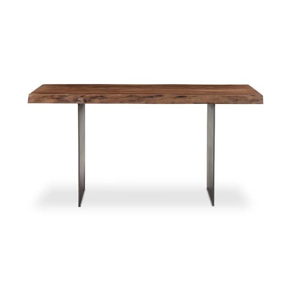 Amara 60 in. Rectangular Natural Solid Acacia Desk with Sturdy Iron Legs and Live Edge Top