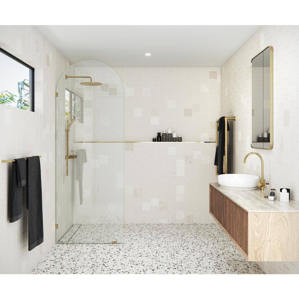 Venus Polished Brass 32" x 86.75" Frameless Arched Shower Panel