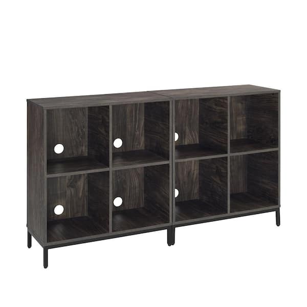 CROSLEY FURNITURE Jacobsen 2-Piece Brown Ash Record Storage Cube Bookcase Set