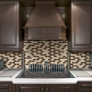 Hazelnut Butter Crackle Cream 12 in. x 11.5 in. Interlocking Glossy Ceramic and Glass Mosaic Tile (0.958 sq. ft. / Each)
