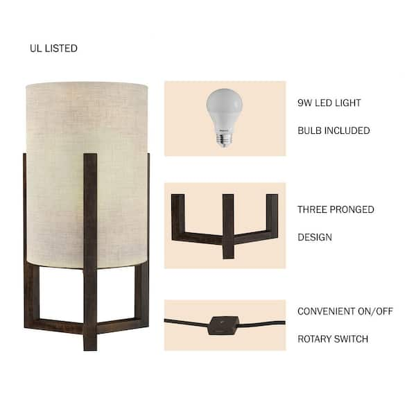 Lavish Home 17 in. Dark Brown Modern Cylinder Column LED Table