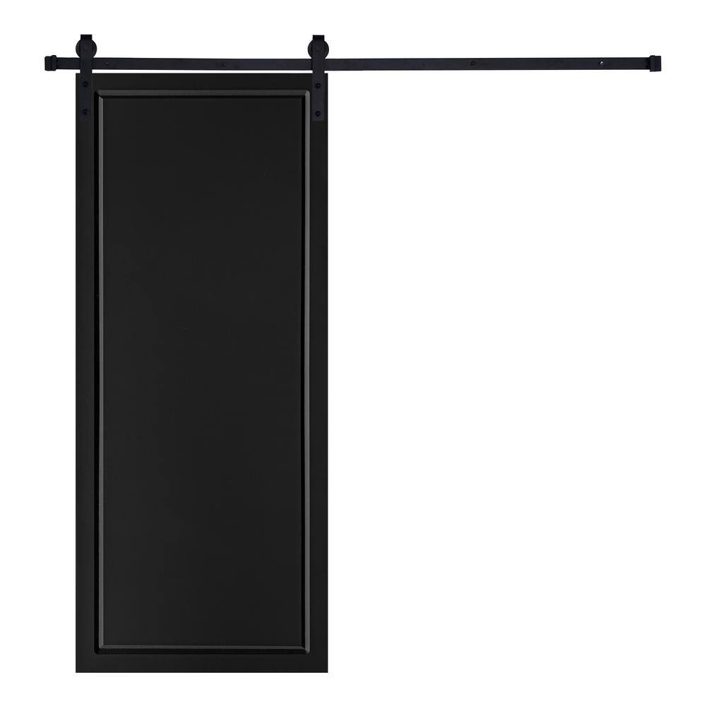 Modern 1-Panel Designed 80 in. x 32 in. MDF Panel Black Painted Sliding Barn Door with Hardware Kit price history on PriceWatchPro