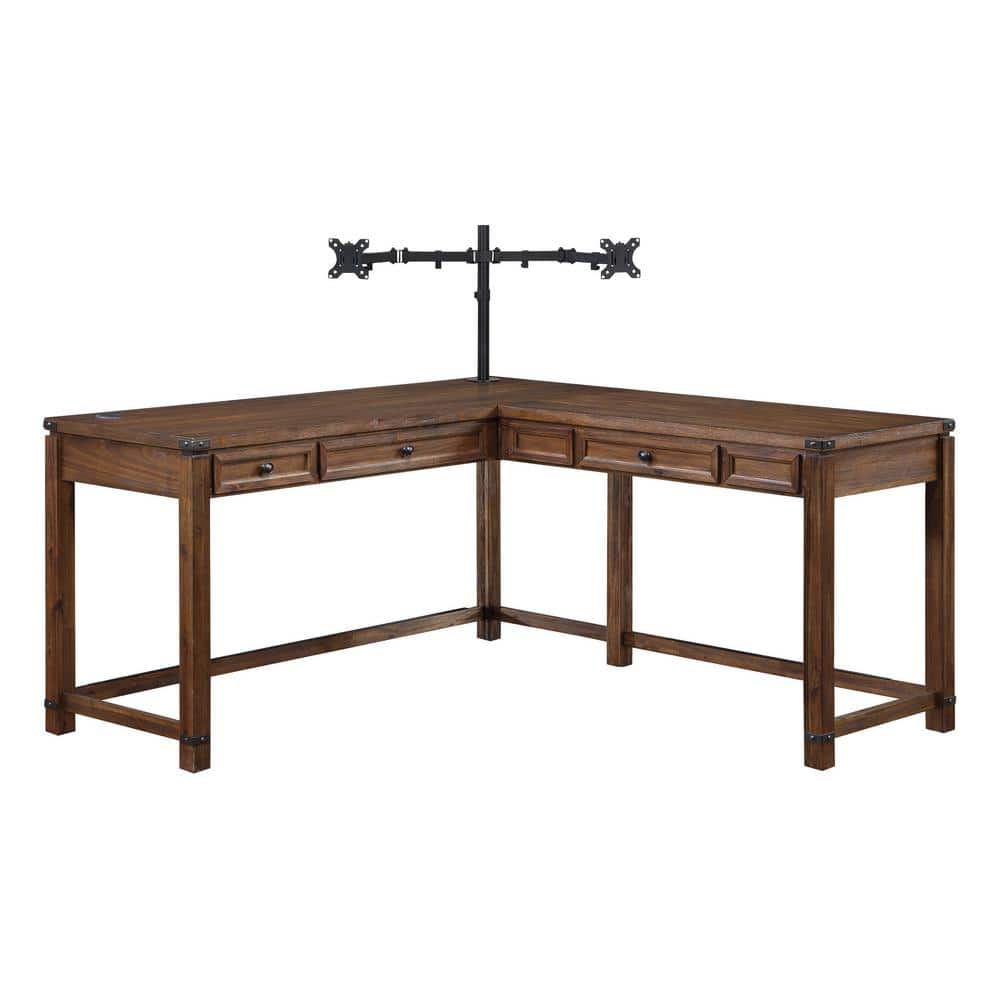 OSP Home Furnishings Baton Rouge 60 in. LShape Desk with Dual Monitor
