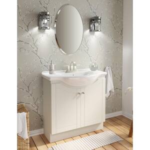 Highmont 34 in. W x 17-1/8 in. D Vanity in Linen White with Porcelain Vanity Top in Solid White with White Basin