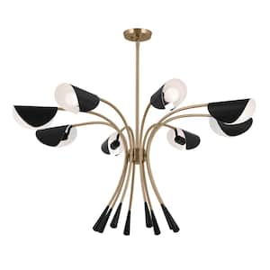 Arcus 45.5 in. 8-Light Champagne Bronze and Black Modern Shaded Chandelier for Dining Room