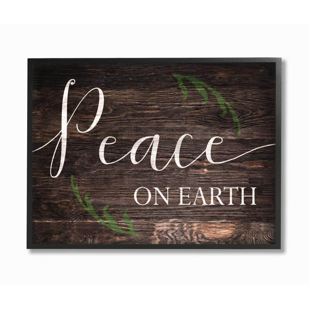 Stupell Industries 16 In. X 20 In. "Holiday Rustic Wood Look Peace On ...