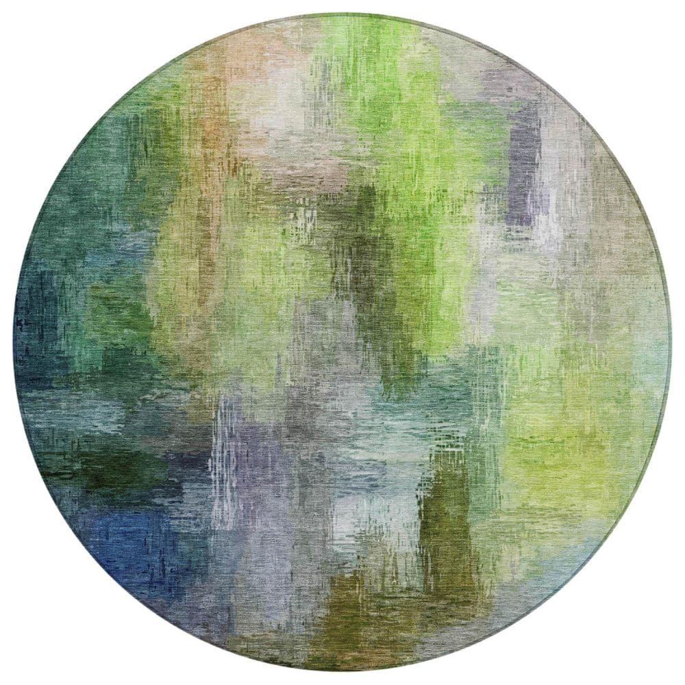 Chantille Machine Washable Indoor/Outdoor Abstract ACN2738 Green 8 ft. x 8 ft. Round Rug price history on PriceWatchPro
