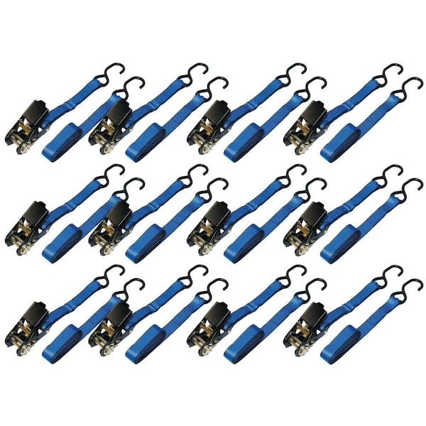 EVEREST Ready Pack 1 in. x 6 ft. Ratchet Tie-Down Strap with 900 lbs./S-Hook (12 per Box)