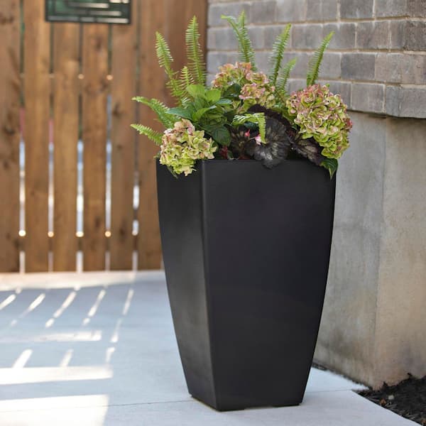 Kobi 26 in. Tall Self-Watering Black Polyethylene Planter