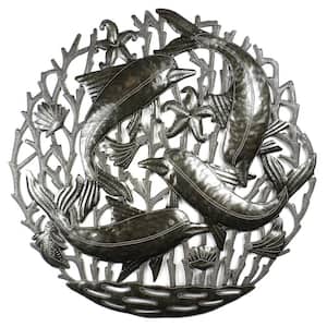 Global Crafts 21 Trio of Fish Nautical Haitian Steel Drum Wall Art