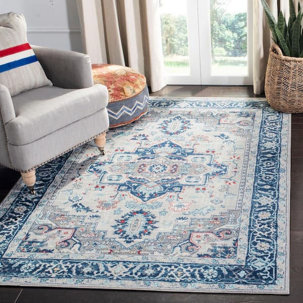 Brentwood Light Gray/Blue 9 ft. x 12 ft. Geometric Area Rug