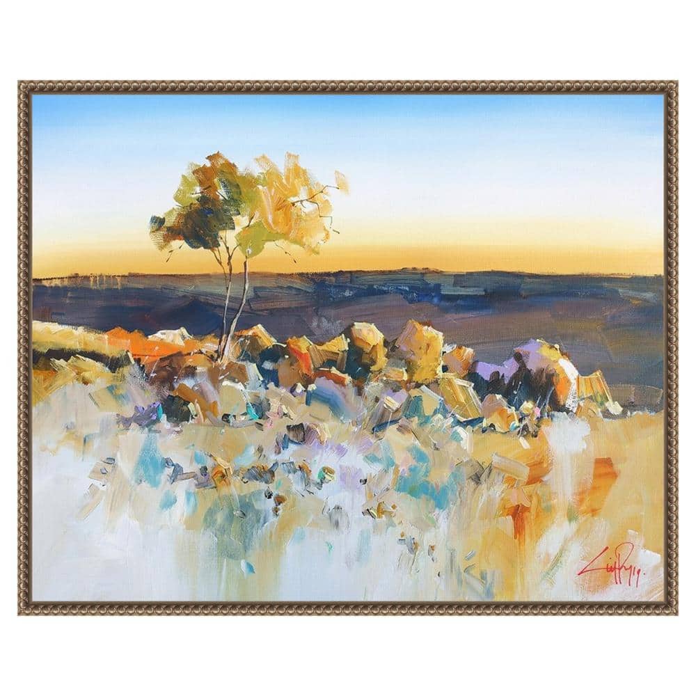 Silverton View Trees Abstract Landscape Canvas with Bronze Frame