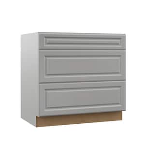 Designer Series Elgin Assembled 36x34.5x23.75 in. Pots and Pans Drawer Base Kitchen Cabinet in Heron Gray