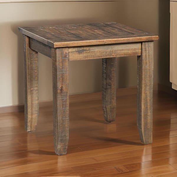 22 in. Brown Square Wooden Top End Table