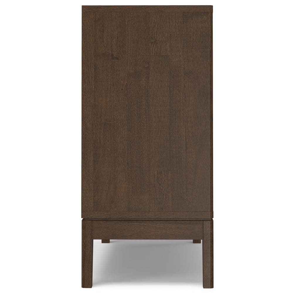 Walnut Brown Solid Hardwood Mid Century Modern Sideboard Cabinet