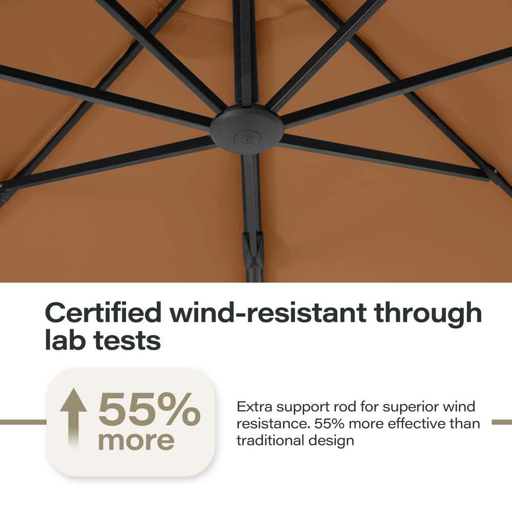 Tan 12ft Cantilever Patio Umbrella with Black Metal Pole