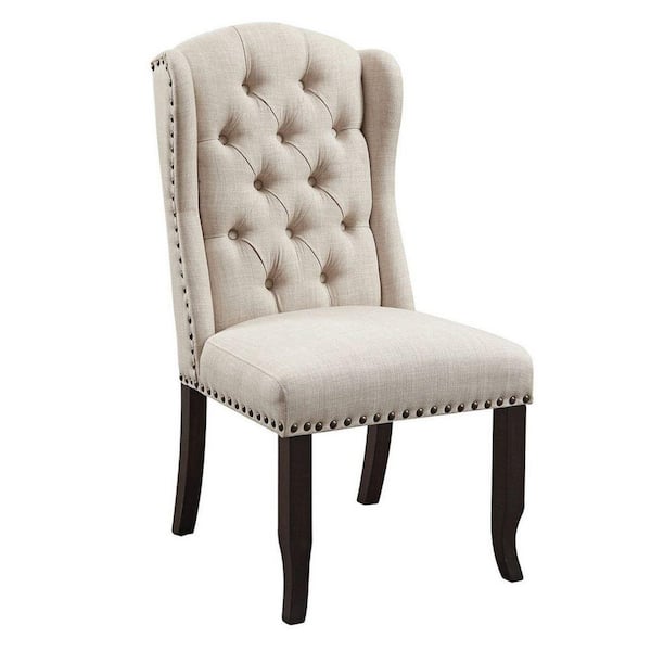 Benjara Sania I Wooden Antique Black Finish Rustic Side Chair (Set Of 2)