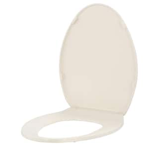 Brevia Elongated Closed Front Toilet Seat with Q2 Advantage in Almond