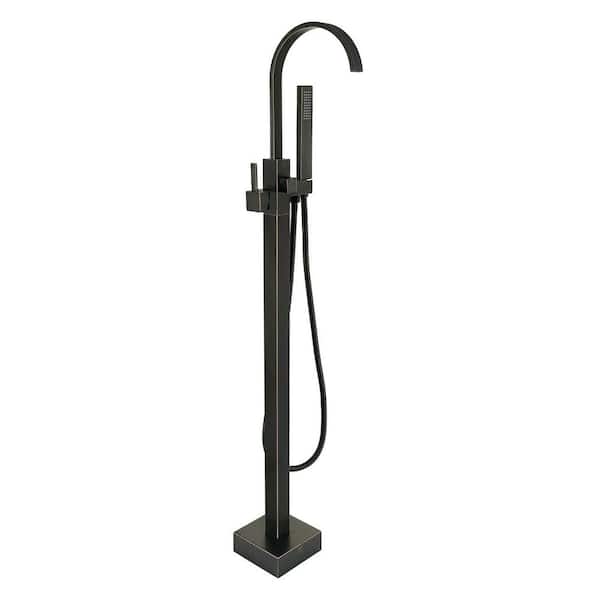 Single-Handle Classical Freestanding Tub Faucet with Hand Shower in Venetian Bronze