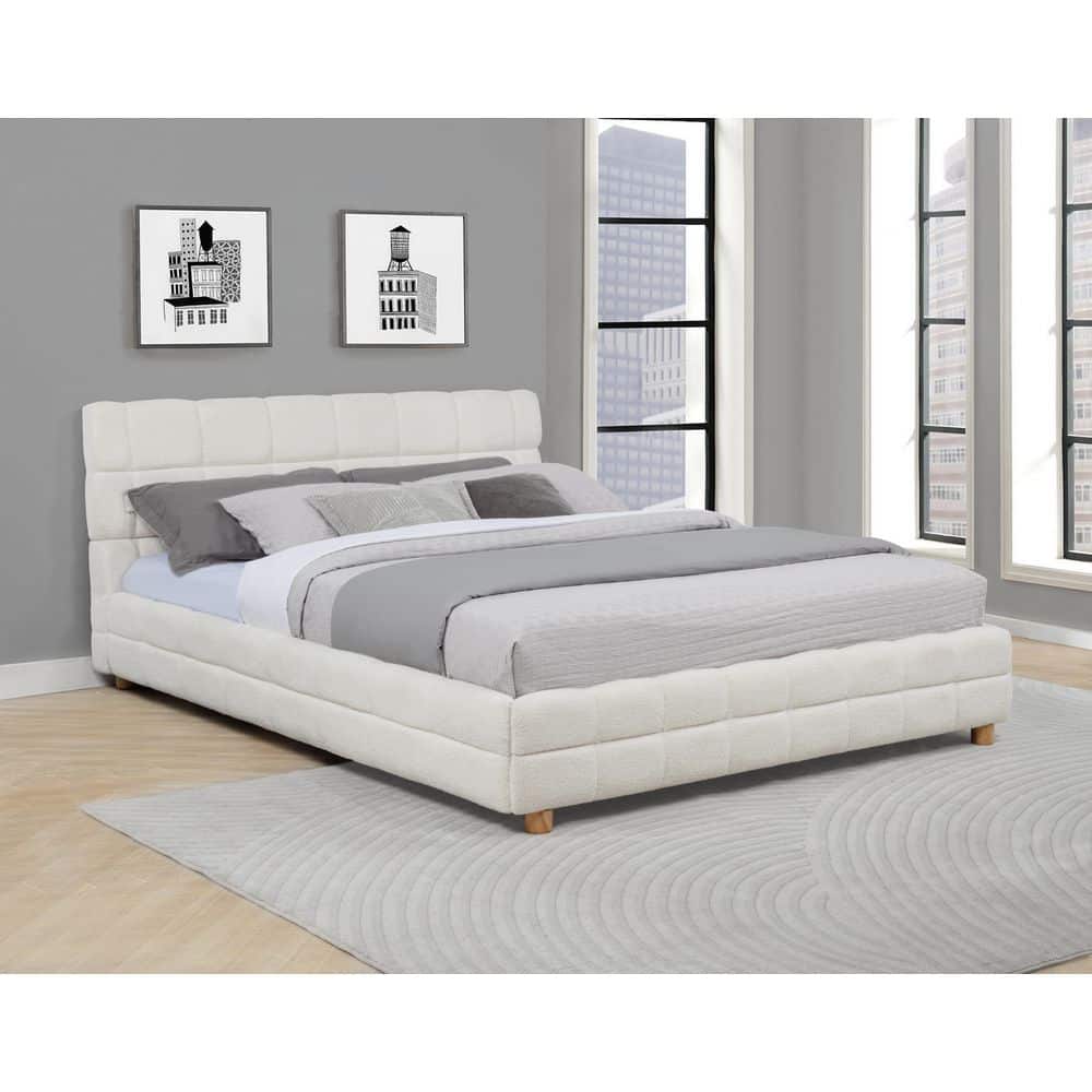 Blenz White Wood Frame Queen Platform Bed with Fleece Upholstery price history on PriceWatchPro