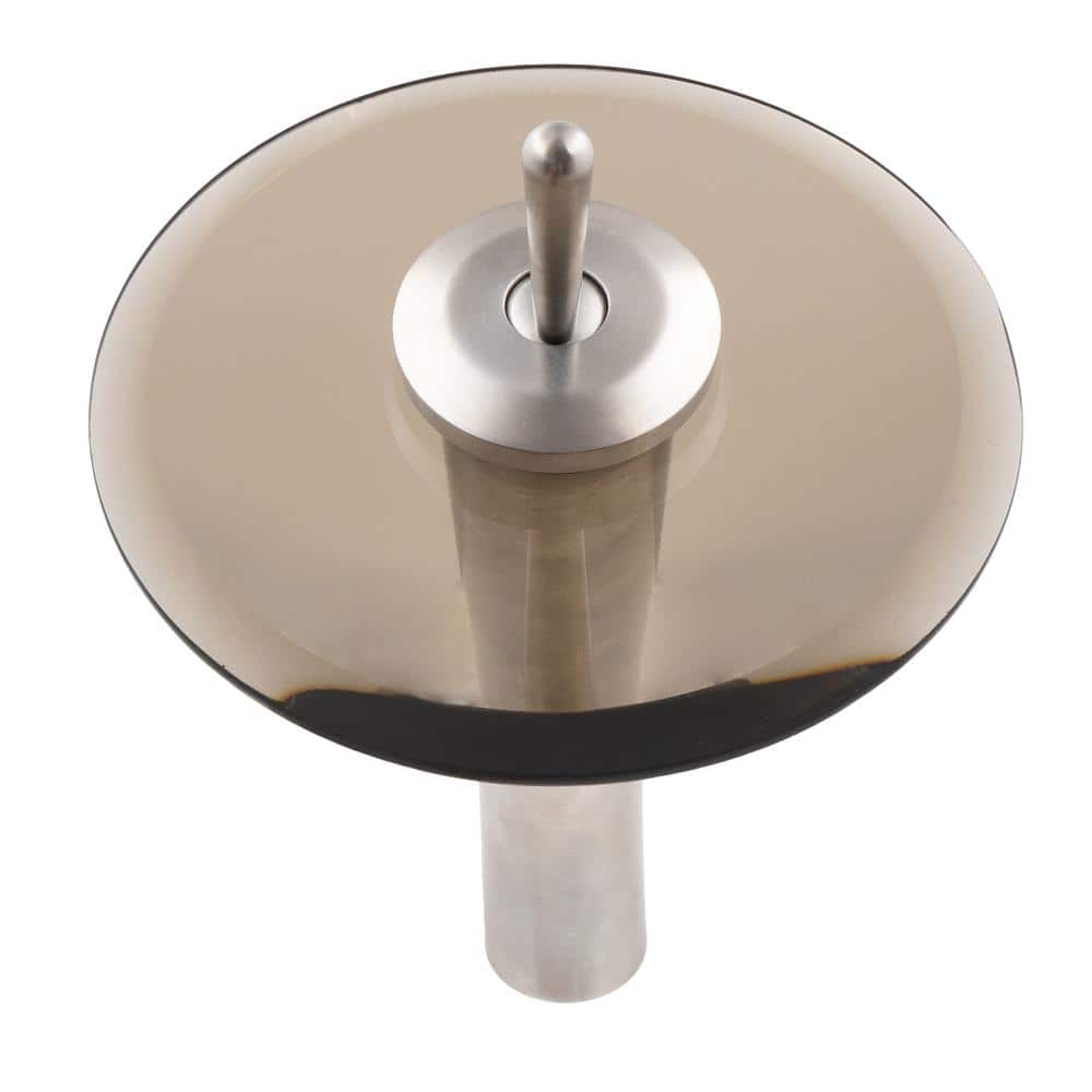 Brushed Nickel Single Handle Waterfall Vessel Faucet with Tea Glass Disc