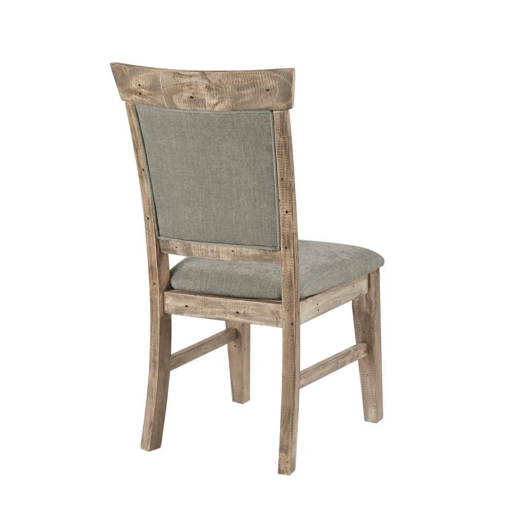 Oliver Rustic Linen & Weathered Wood Side Chair Set, Gray