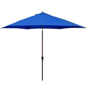 11 ft. Aluminum Market Patio Umbrella with Crank Lift and Push-Button Tilt in Polyester Pacific Blue
